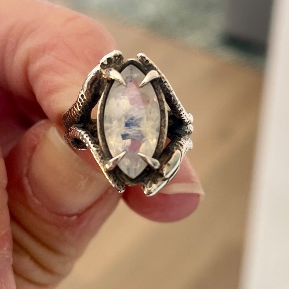 rainbow moonstone medusa devotion ring sz 4.75 - Picture 2 of 9